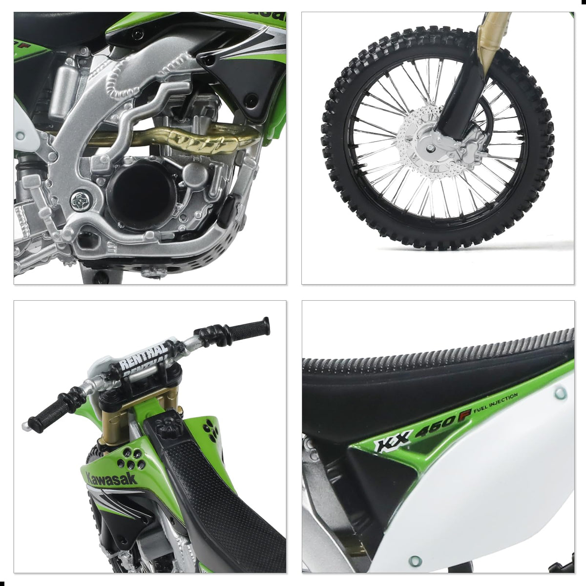Risopen KX450F 1:12 dirtbike wheels detail for realism.