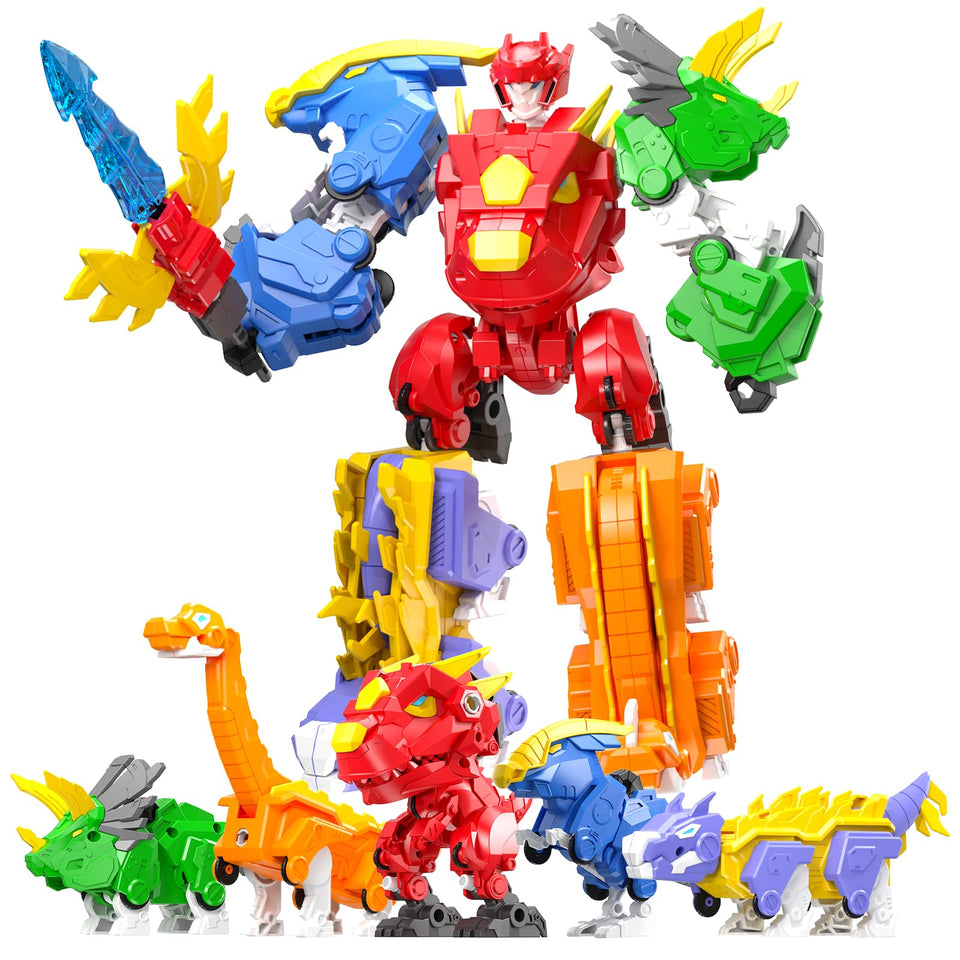 RISUNTOY 5-in-1 transforming dinosaur robot set for imaginative play and STEM exploration