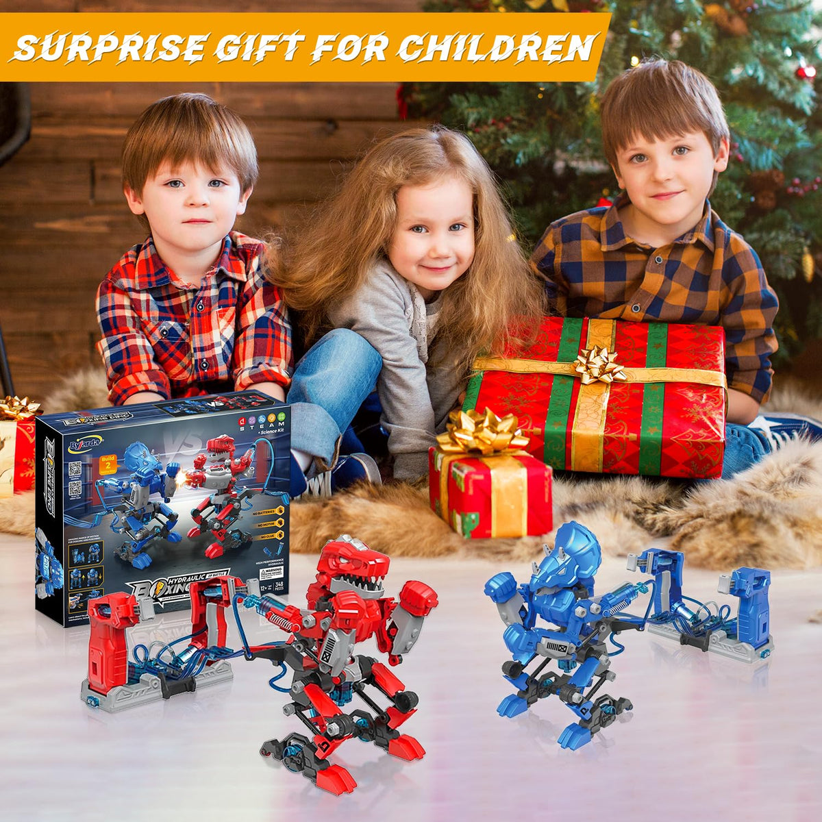 Educational STEM activity with manual hydraulics and mechanical play