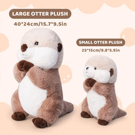 Riuhot otter plush arms together, inviting interaction and play.