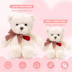 Riuhot teddy bear red bow detail adds cute charm for gifting.