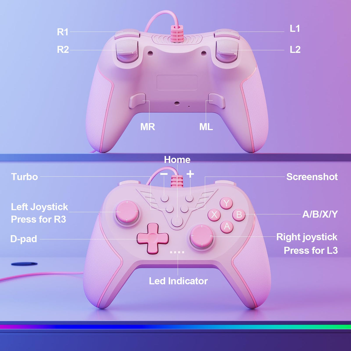 RivalPlay pink controller win-compatibility ensures easy PC setup.