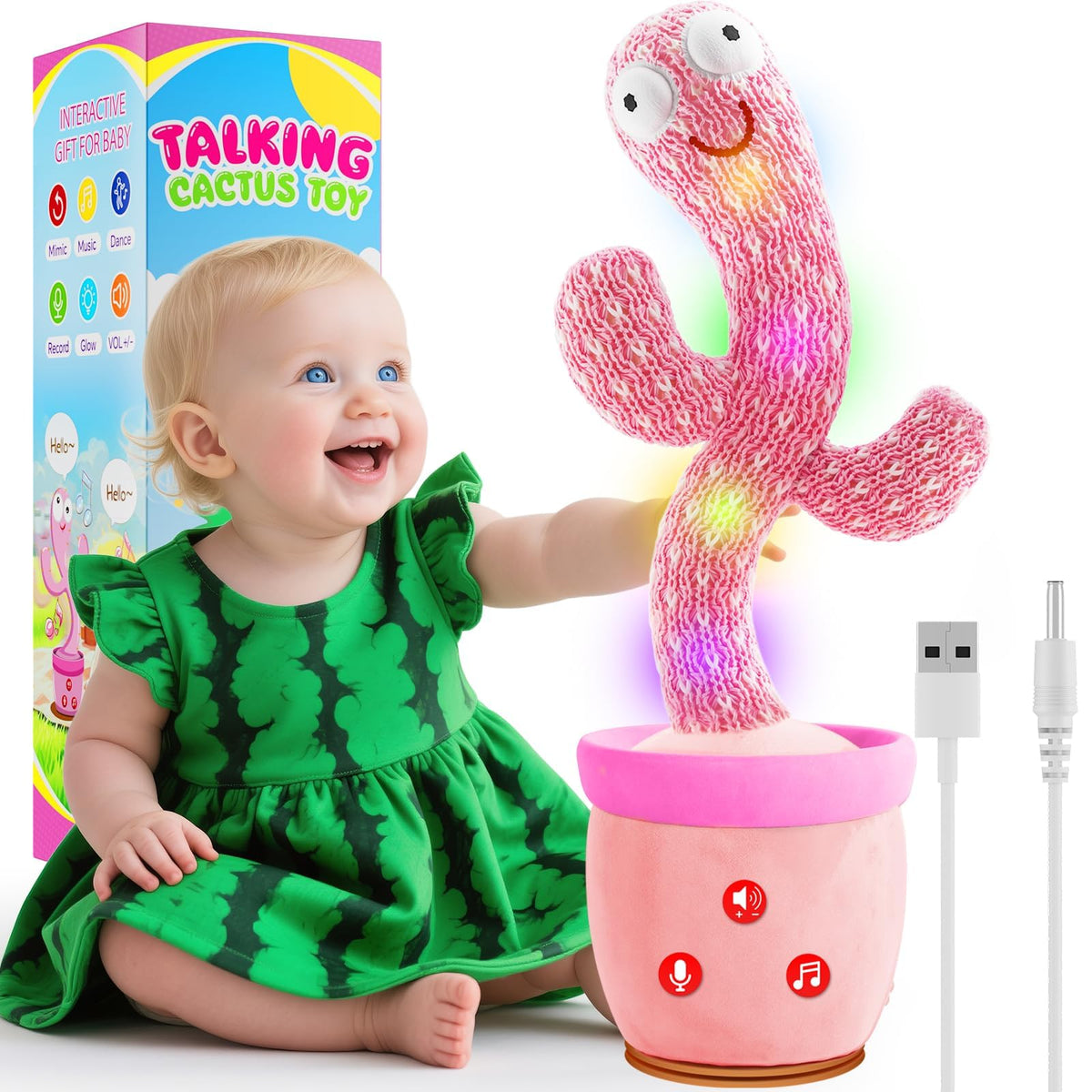 River Mill rechargeable dancing cactus toy in action for interactive play.