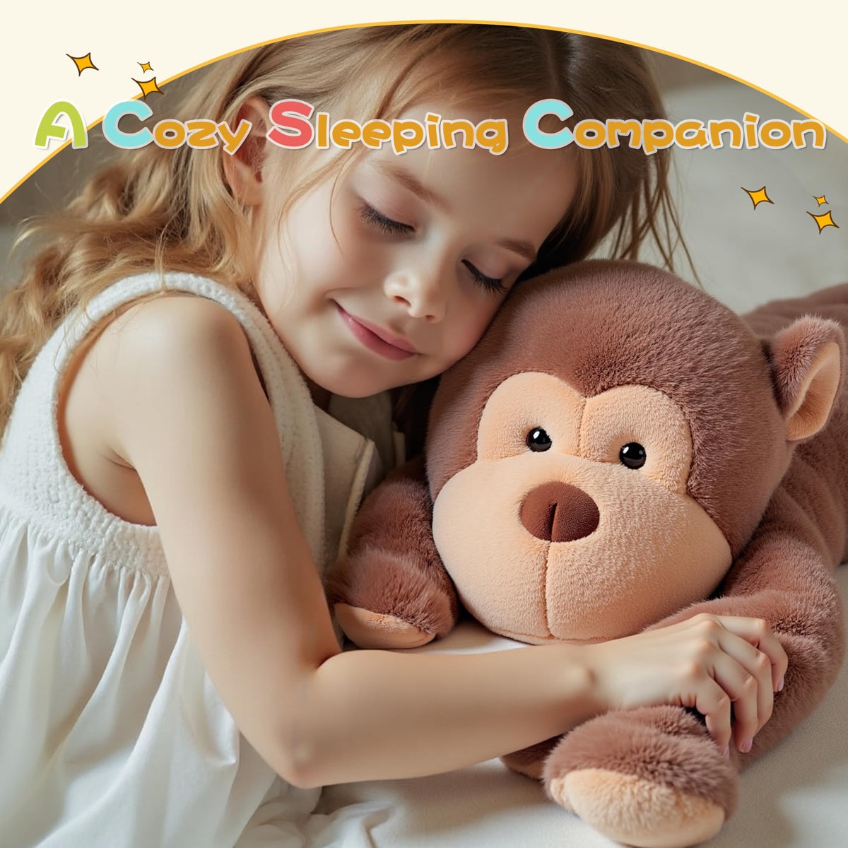 Riverwar monkey with child demonstrates comforting companionship during play
