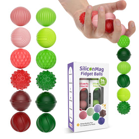 RIVGOT silicone magnetic ball set with textured surfaces for tactile grip and focus