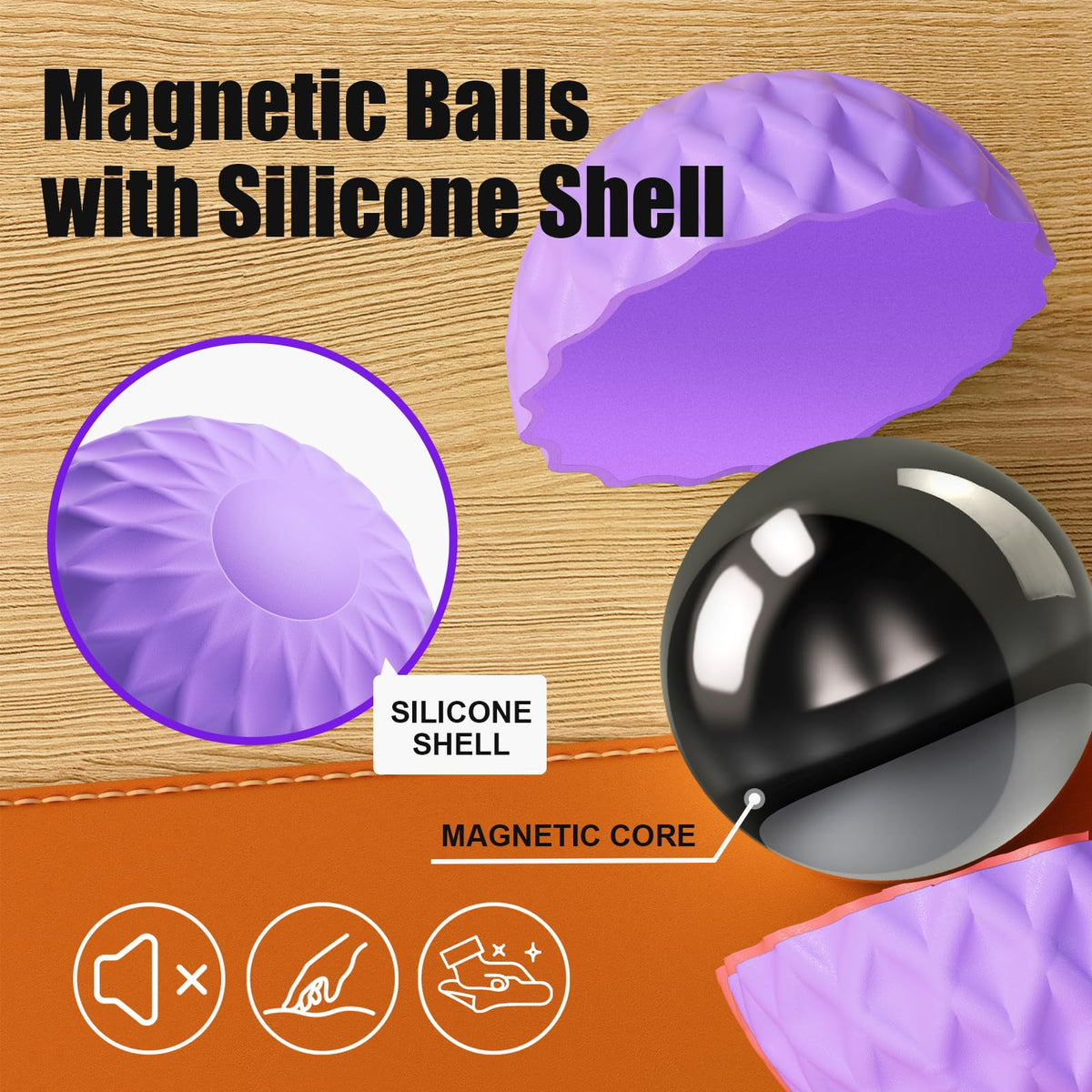 RIVGOT silicone magnetic balls showing magnetic-core interaction for engaging play.
