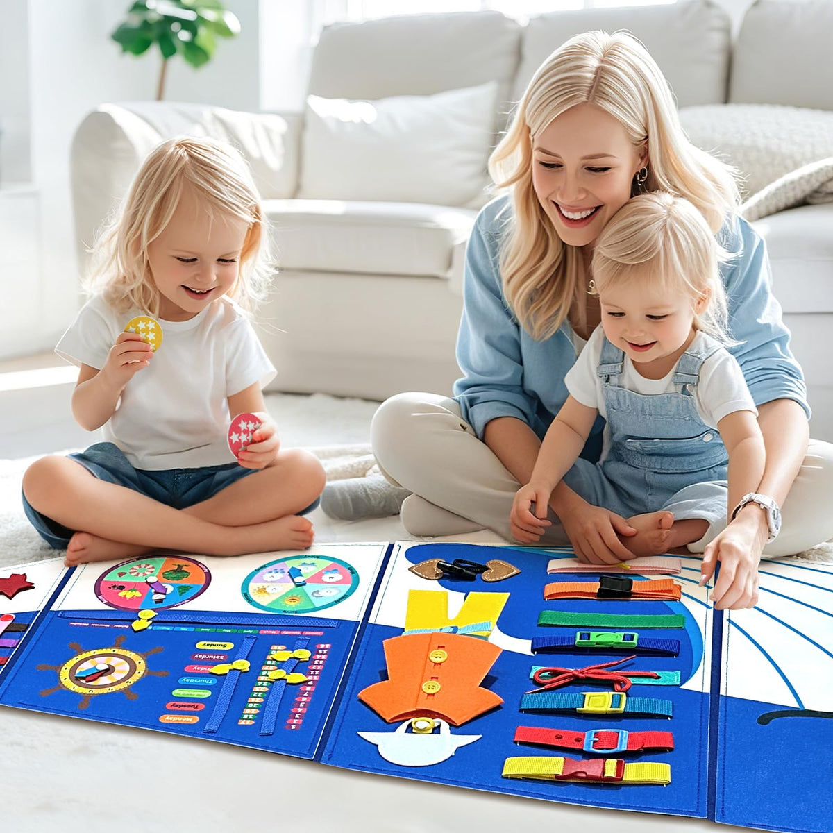 Rivibou sensory wall board enhances family bonding during activities.