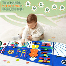Rivibou Montessori wall panel supports cognitive play for toddlers.