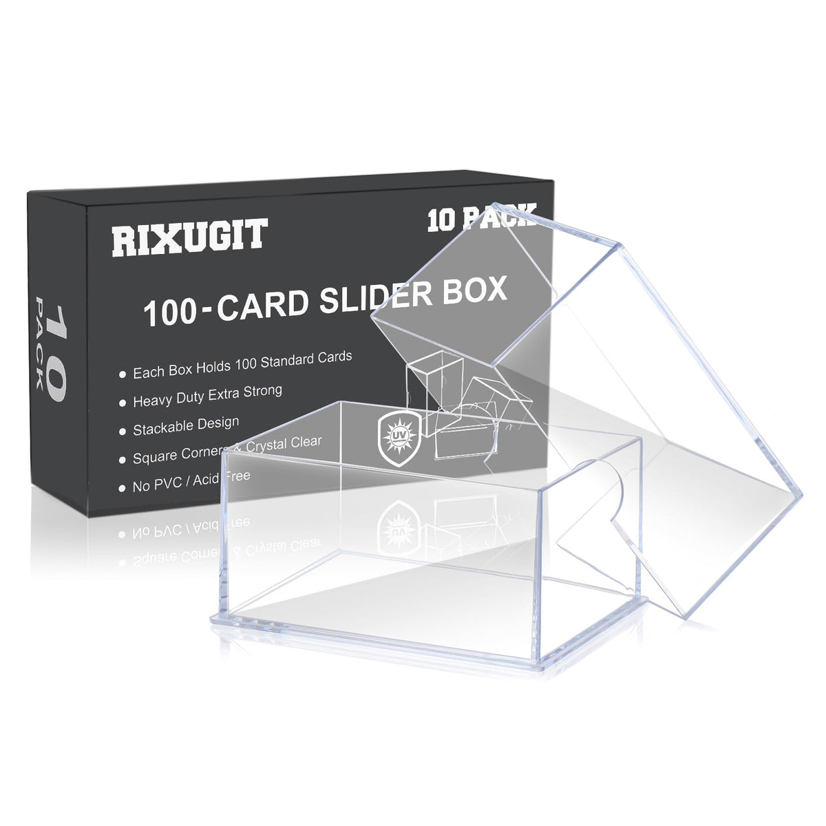 RIXUGIT 10-pack deck case with 100-count capacity for organized game nights.