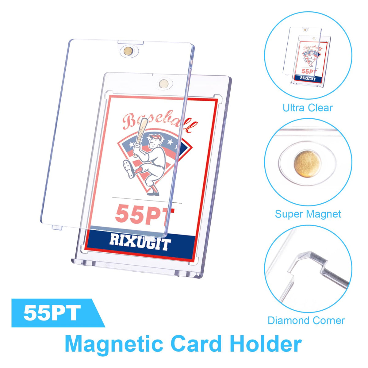RIXUGIT 20-pack magnetic card holders set for collectors