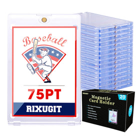 RIXUGIT 20-pack one touch magnetic card holder on desk for easy display.