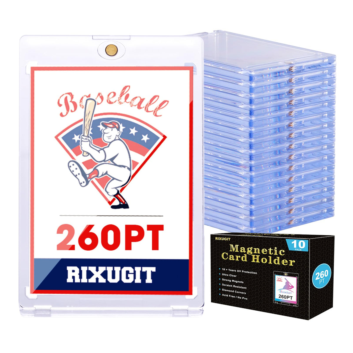 RIXUGIT 260PT magnetic card holder open state with easy access and clear display