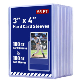 RIXUGIT 3x4 55pt hard card sleeve in clear view protecting thick cards