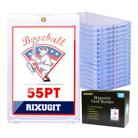 RIXUGIT 55pt one-touch magnetic card holder, front view showing clear protection