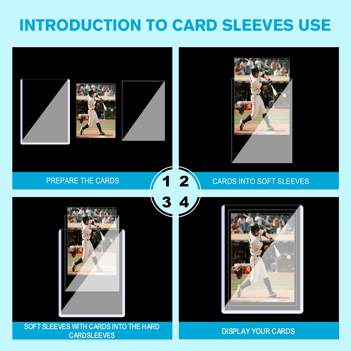 Card inside a clear sleeve highlights artwork while staying protected