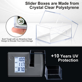 Clear deck boxes offer quick content identification at a glance.