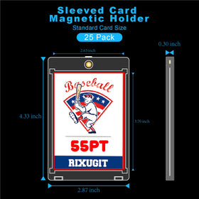 RIXUGIT inner dimensions 2.63 x 3.7 inches fit standard cards with sleeves.