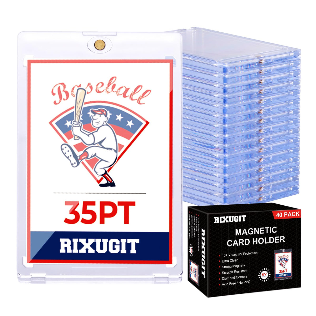 RIXUGIT One Touch Card Holder pack front for easy storage and display