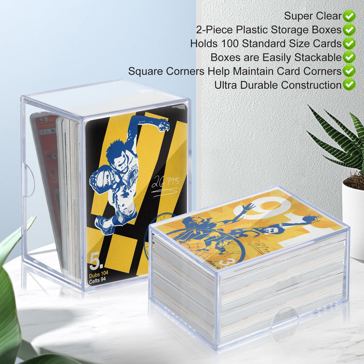 Stackable storage helps maximize space in gaming rooms and hobby dens.