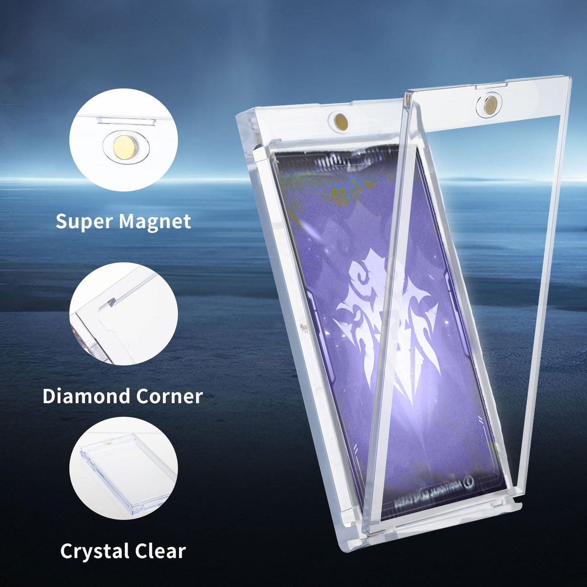 RIXUGIT UV-protected clear material display emphasizes crystal clarity and sun-damage protection.