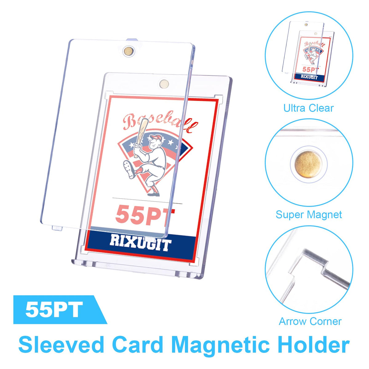 RIXUGIT UV-resistant clear material protects cards from scratches and stains.