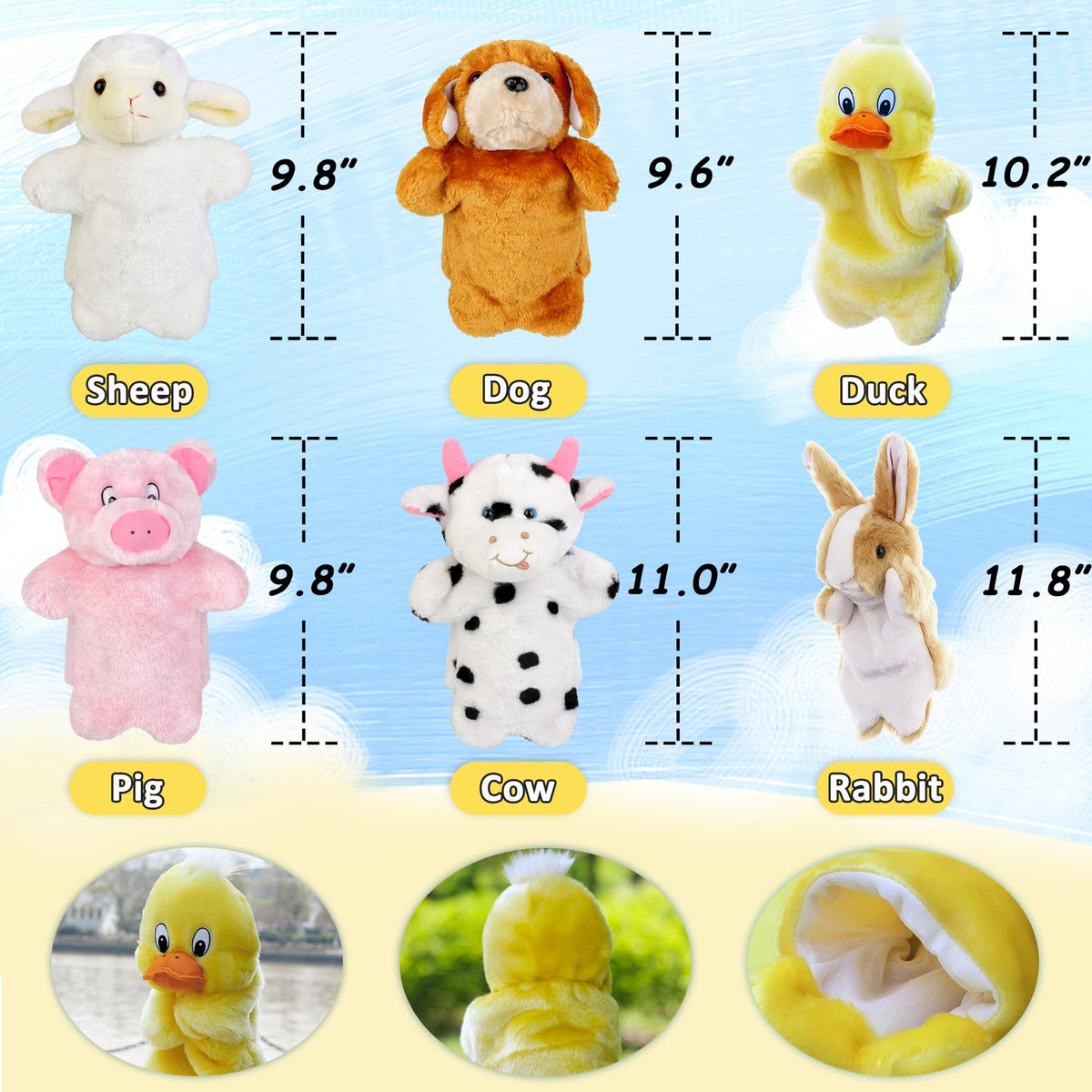 RIY hand puppets - cow close-up ideal for imaginative play and language learning.