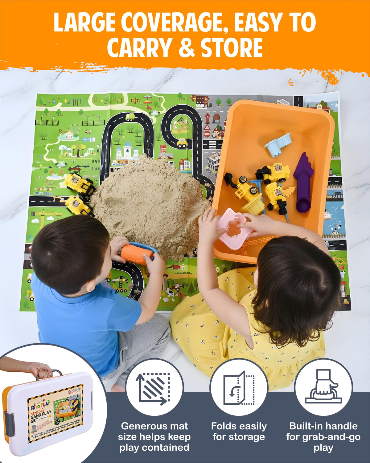 Riyo Play 2-in-1 play mat doubles as a road surface.