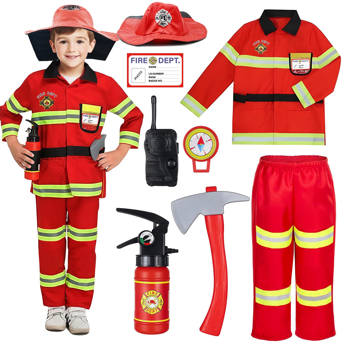 Rizuko Firefighter costume jacket with reflective stripes for safe role-play.