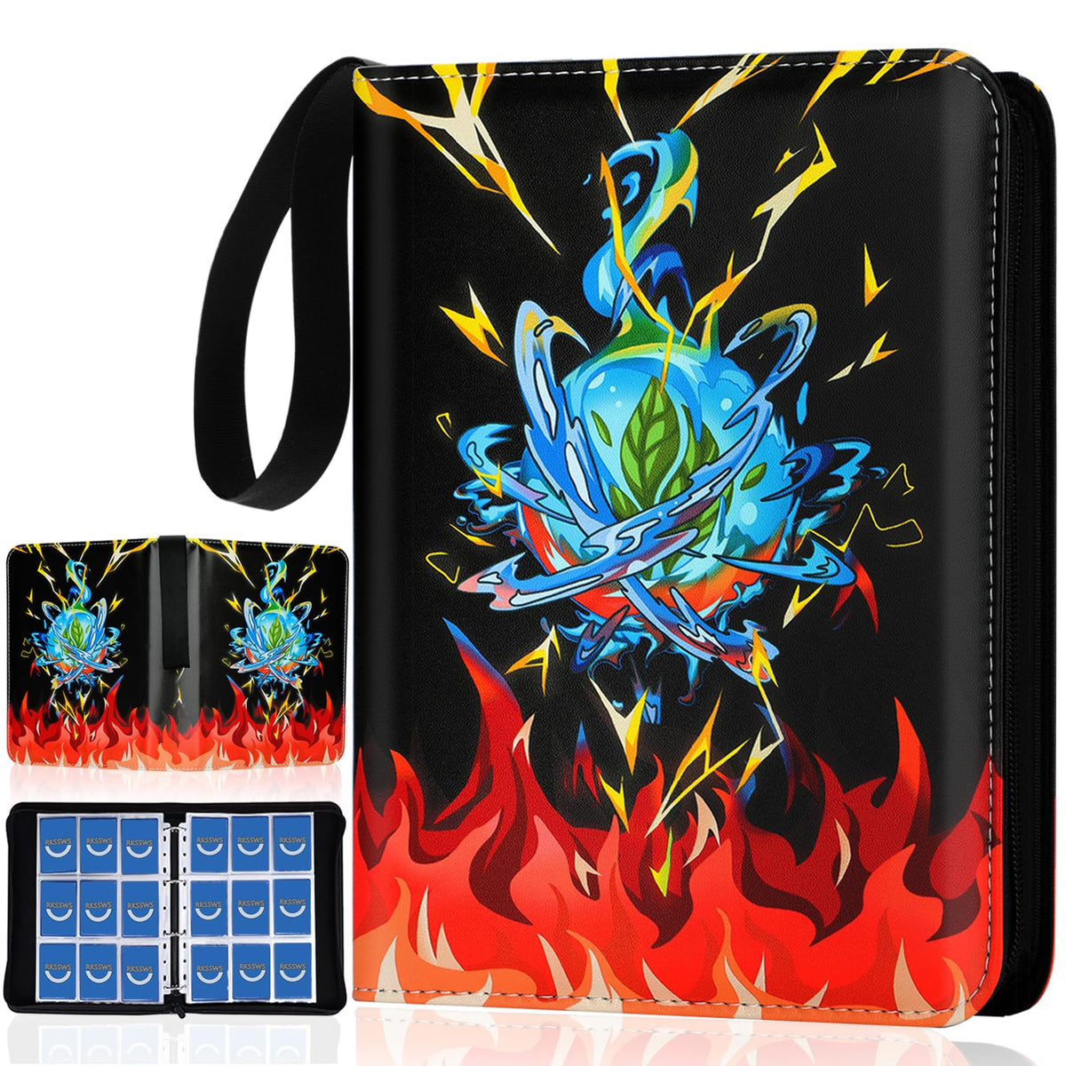 Rkssws 9-pocket binder cover provides stylish protection for cards.