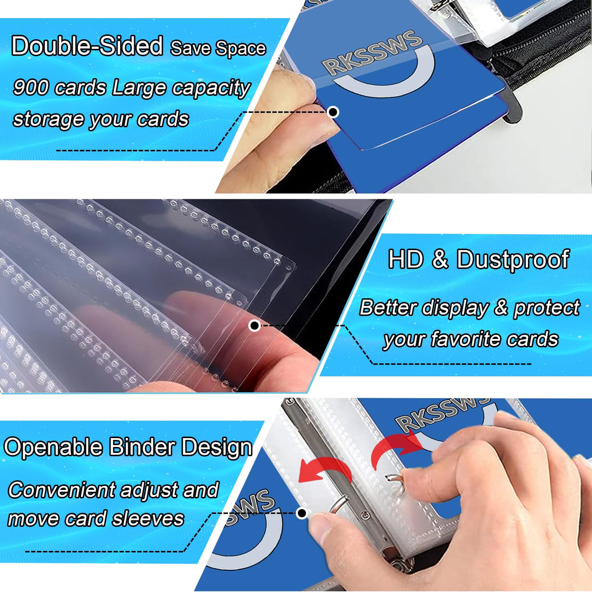 Rkssws transparent dust-proof sleeves protect cards during storage.
