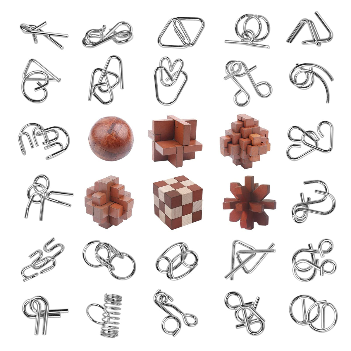 RLYLF wooden interlock brain teaser held in hand for mindful problem solving