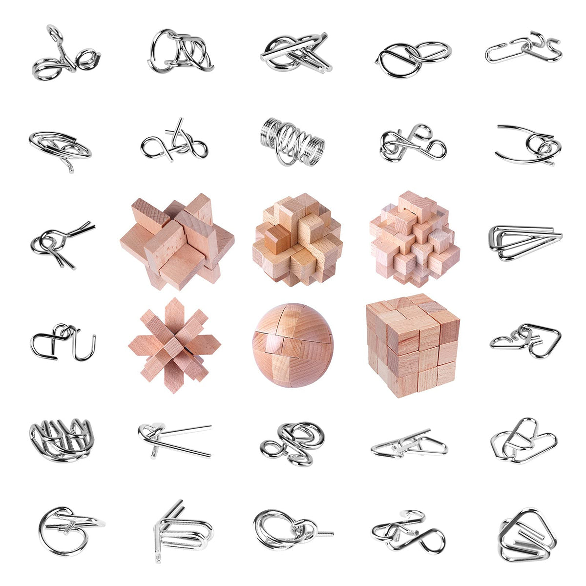 RLYLF wooden interlock puzzle assembly demonstrates durable, portable brain challenge.