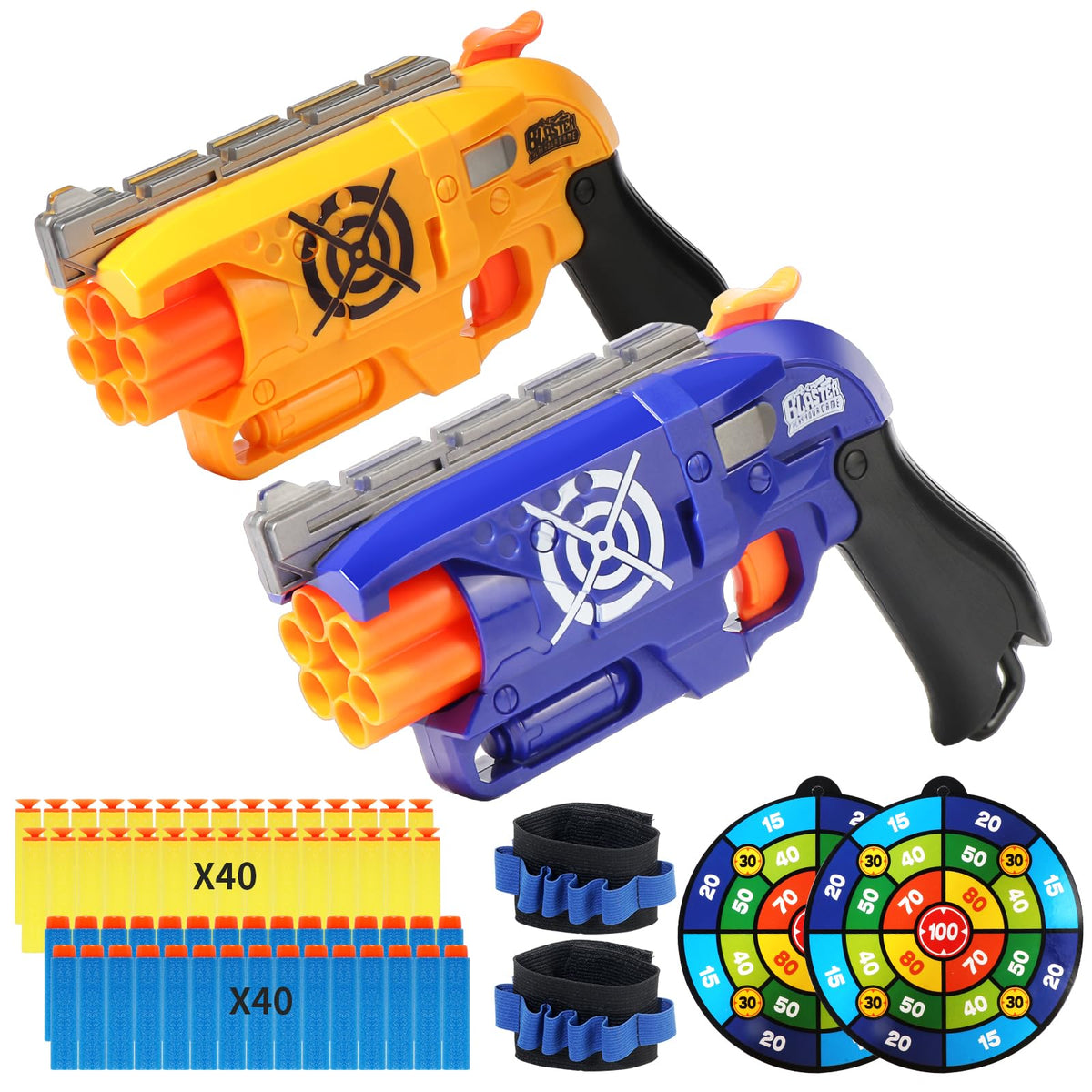 RLZHLYC nerf-style foam blaster in yellow and blue for dynamic target play
