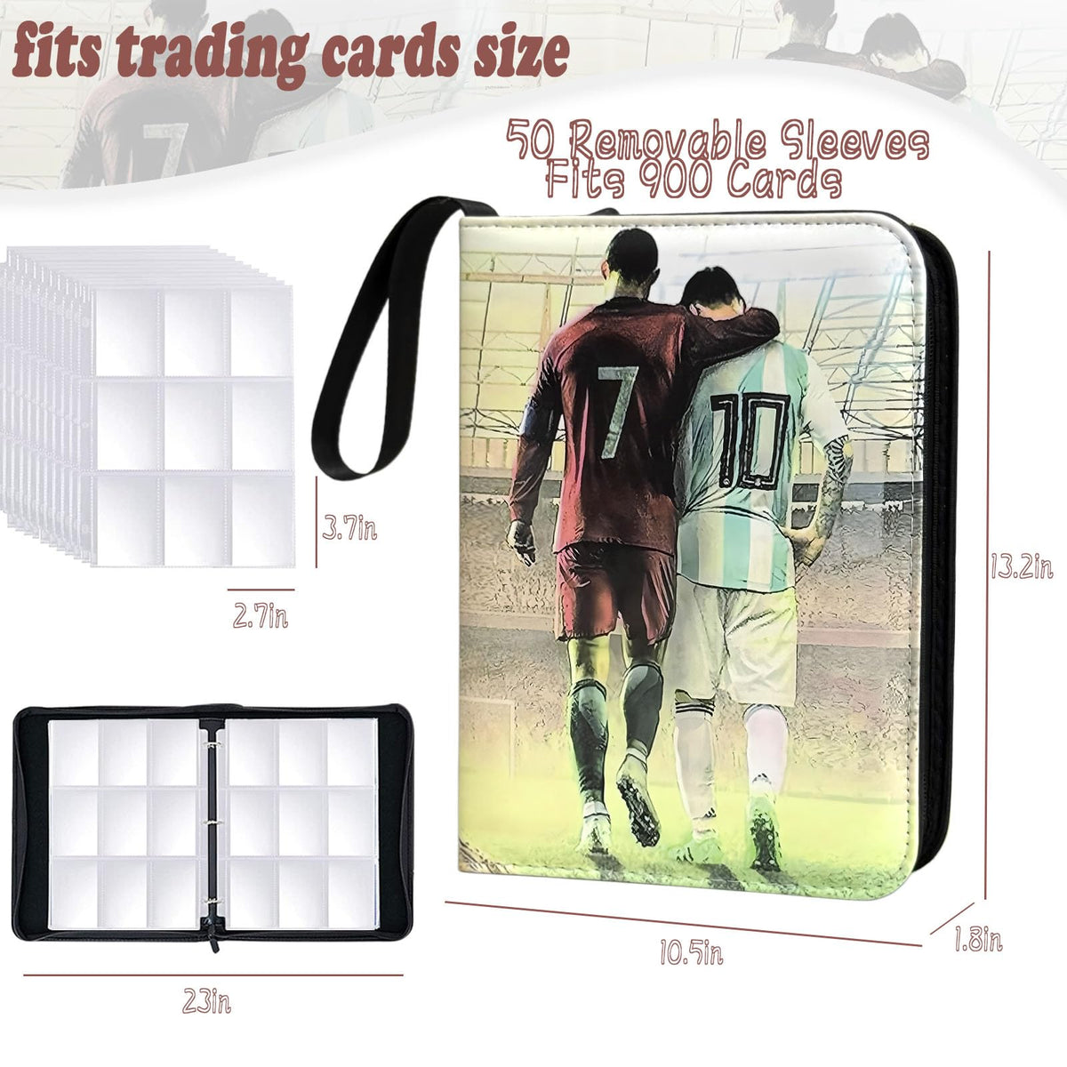 Rmannke Soccer Card Binder waterproof PU leather exterior resists spills.