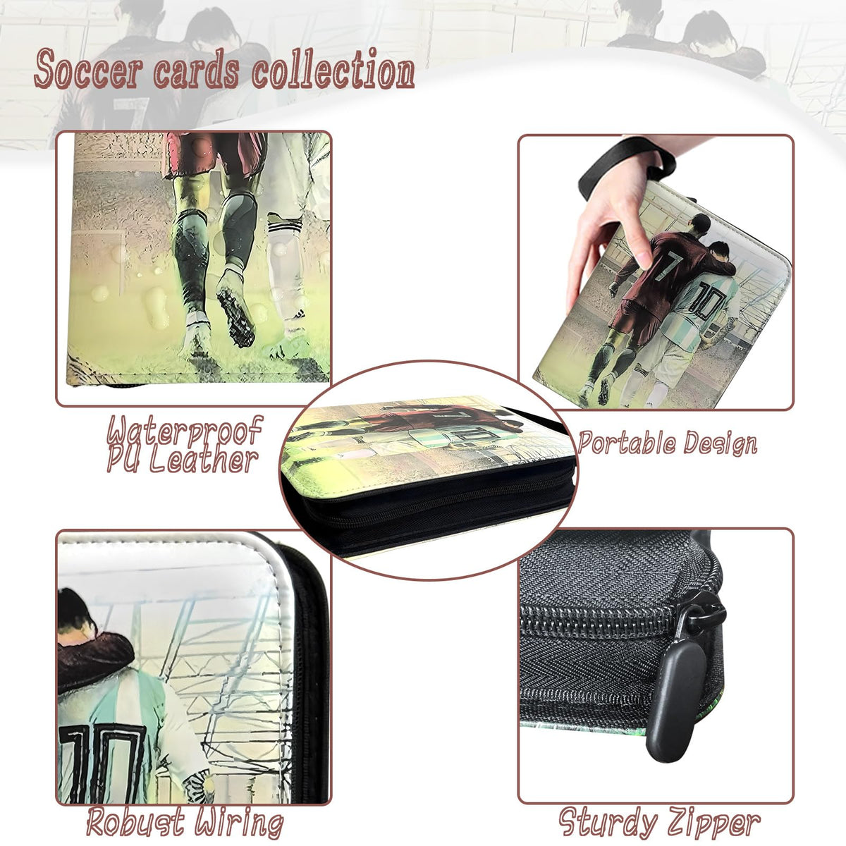 Rmannke Soccer Card Binder zip closure keeps cards secure and dust-free.