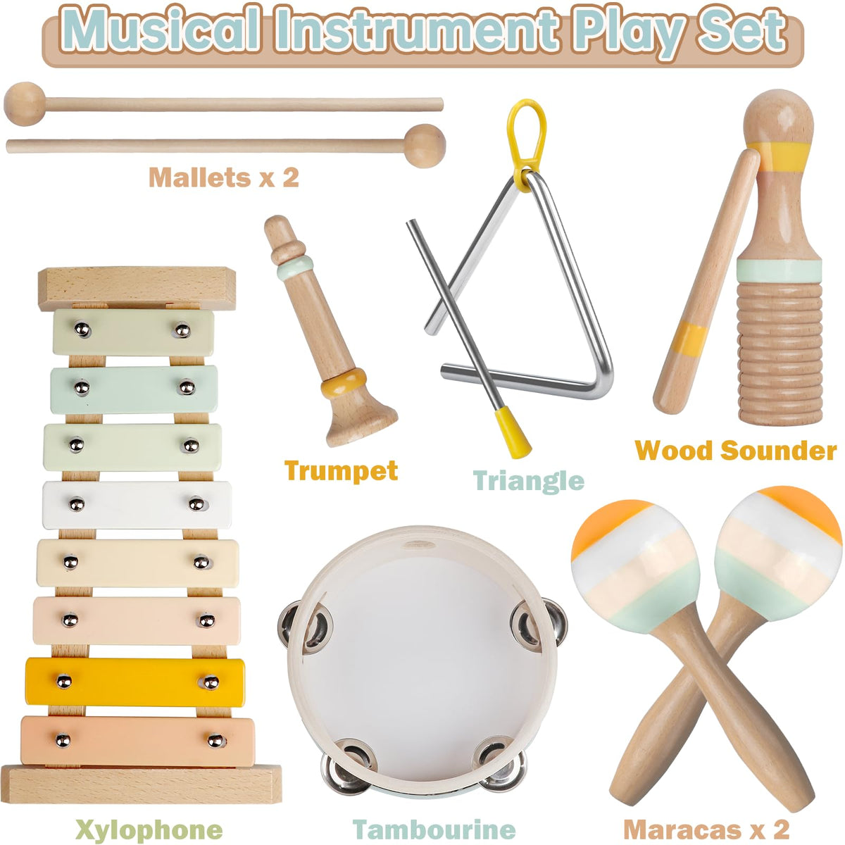 Rmischolar wooden percussion collection offers screen-free imaginative music play