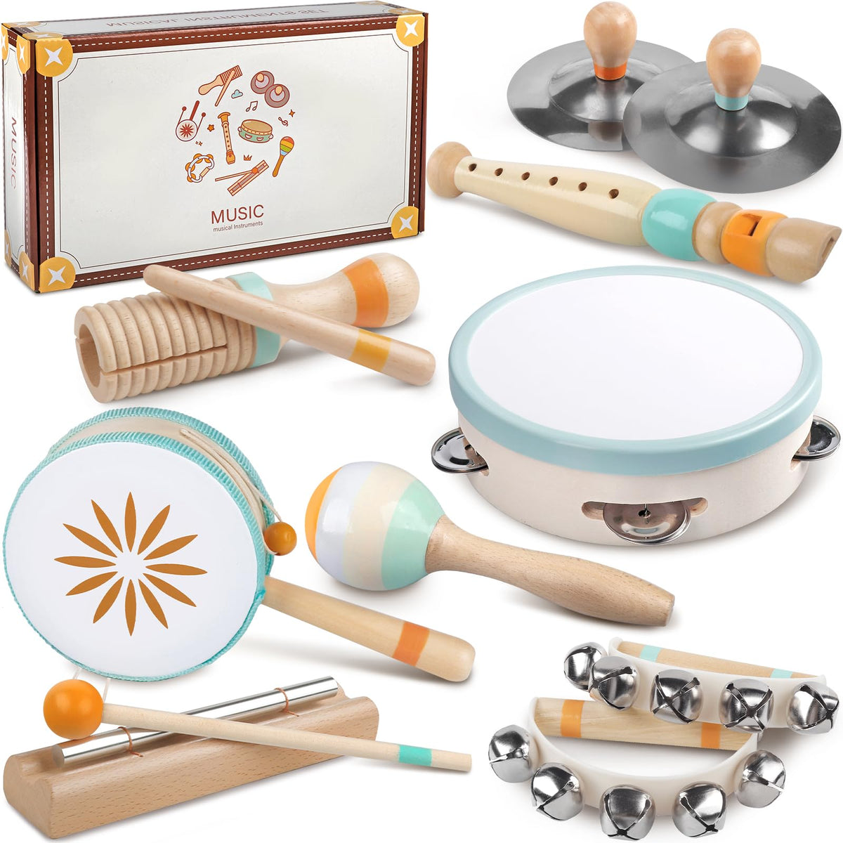 Rmischolar baby musical tambourine for rhythmic play and sensory engagement.