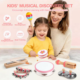 Rmischolar Baby Musical Instruments hand drum pink fosters beat keeping and hand-eye coordination