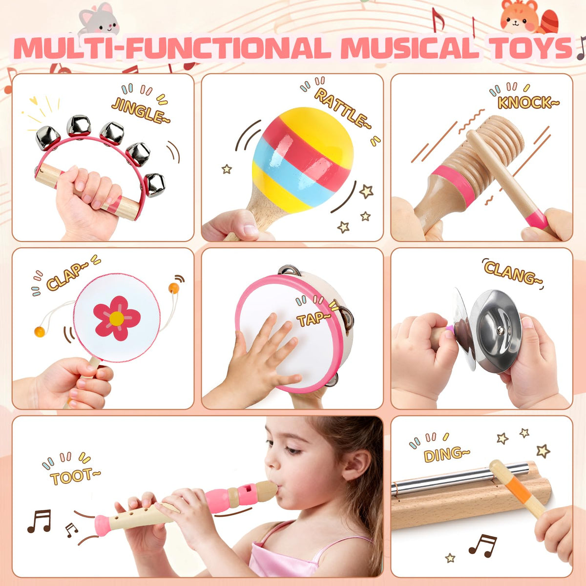 Rmischolar Baby Musical Instruments maracas pink invites joyful shaking and early rhythm skills