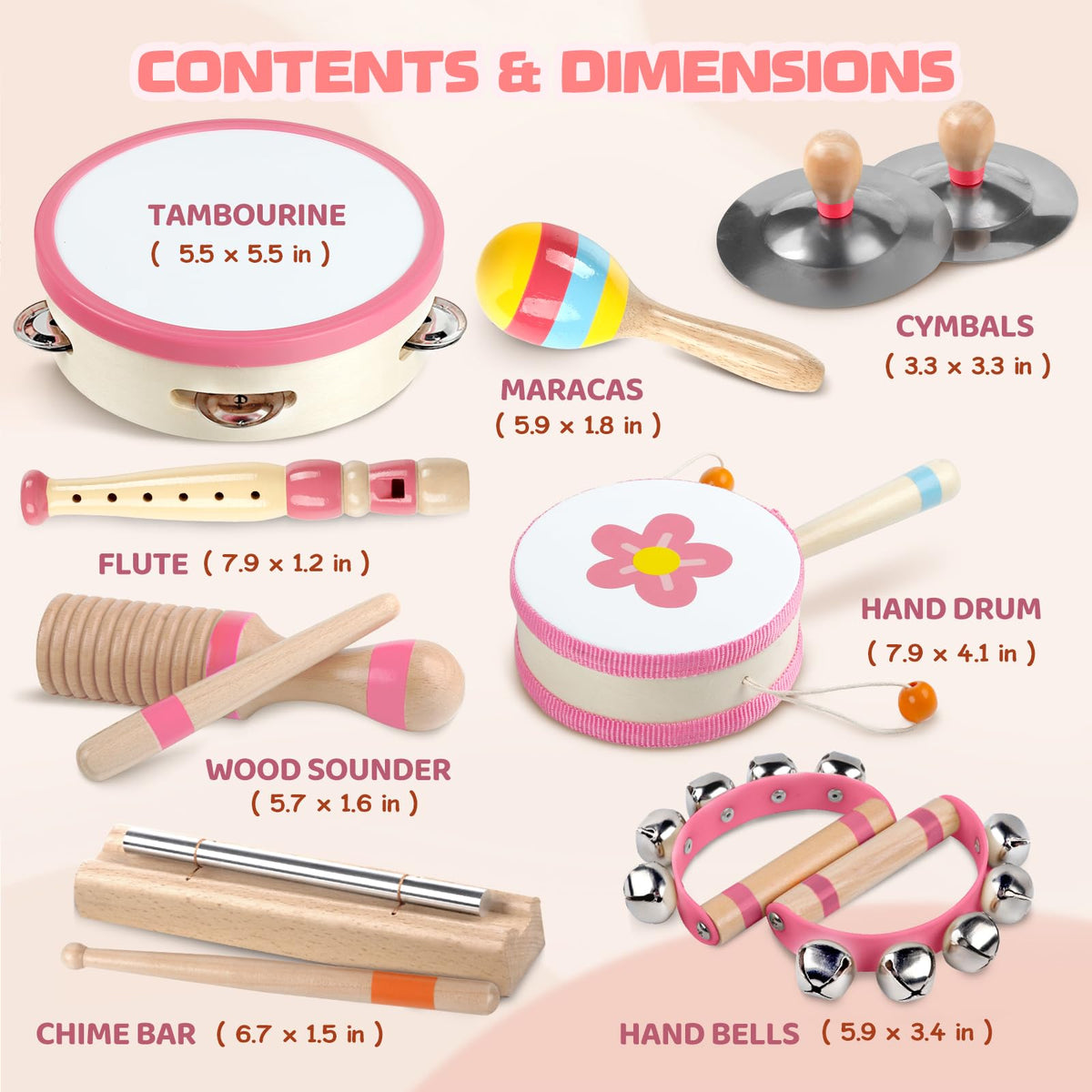 Rmischolar Baby Musical Instruments wood sounder pink provides a soft tapping experience