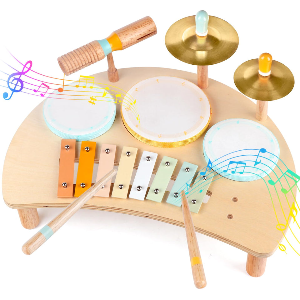 Rmischolar Kids Drum Set xylophone for vibrant musical exploration and early rhythm skills.