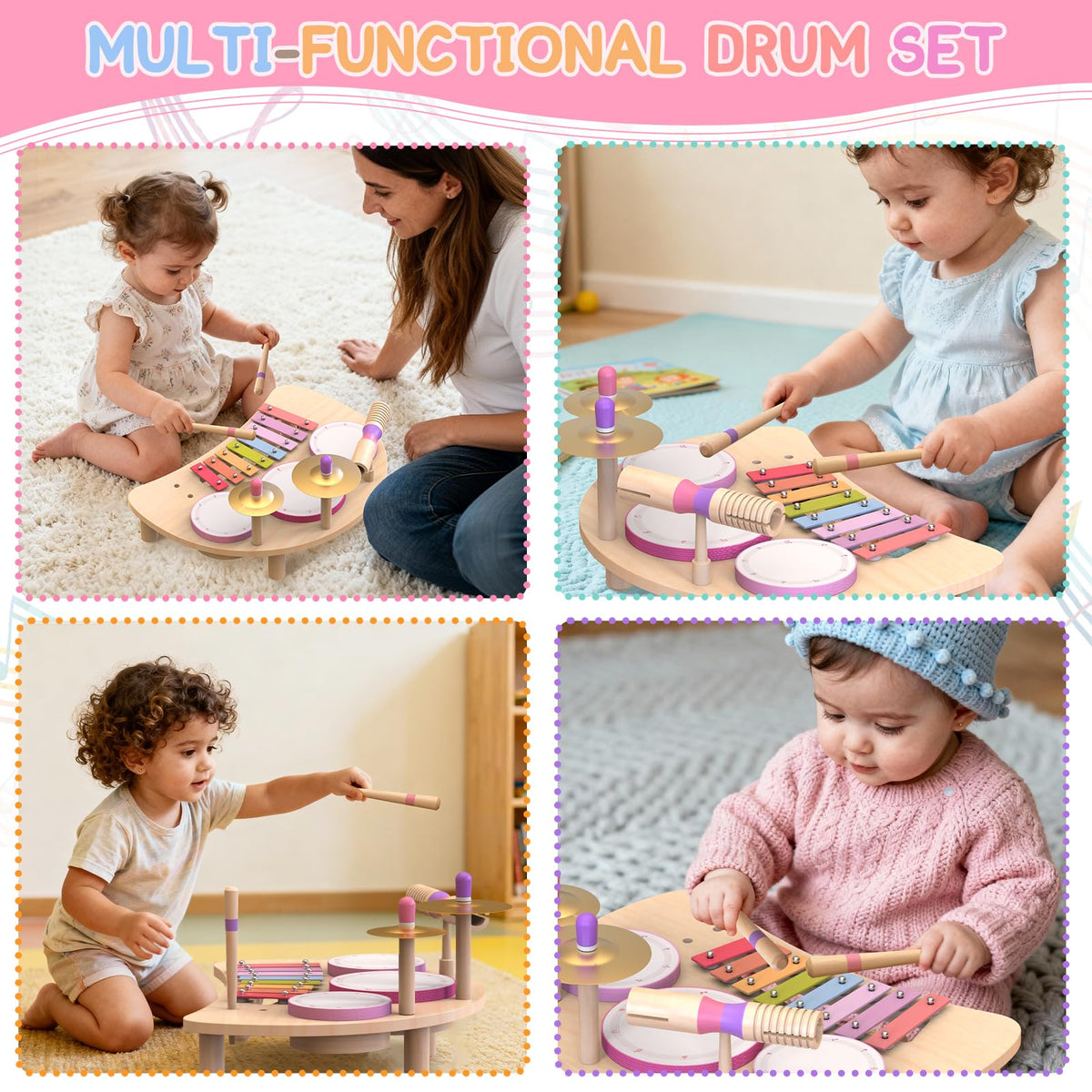 Rmischolar xylophone wooden toy shows color and texture for learning.