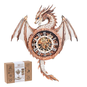 Rnfinewow 3D dragon clock puzzle with pendulum, a striking wall centerpiece