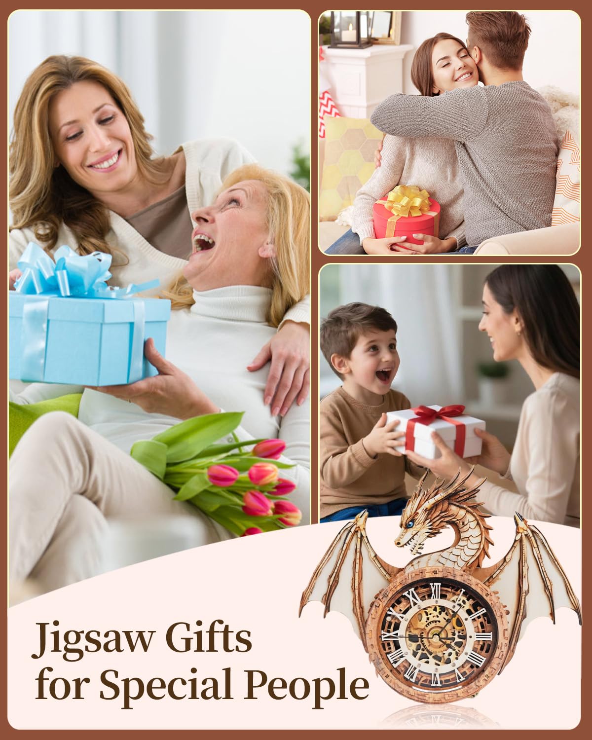 Rnfinewow wooden dragon clock, a thoughtful gift for puzzle lovers