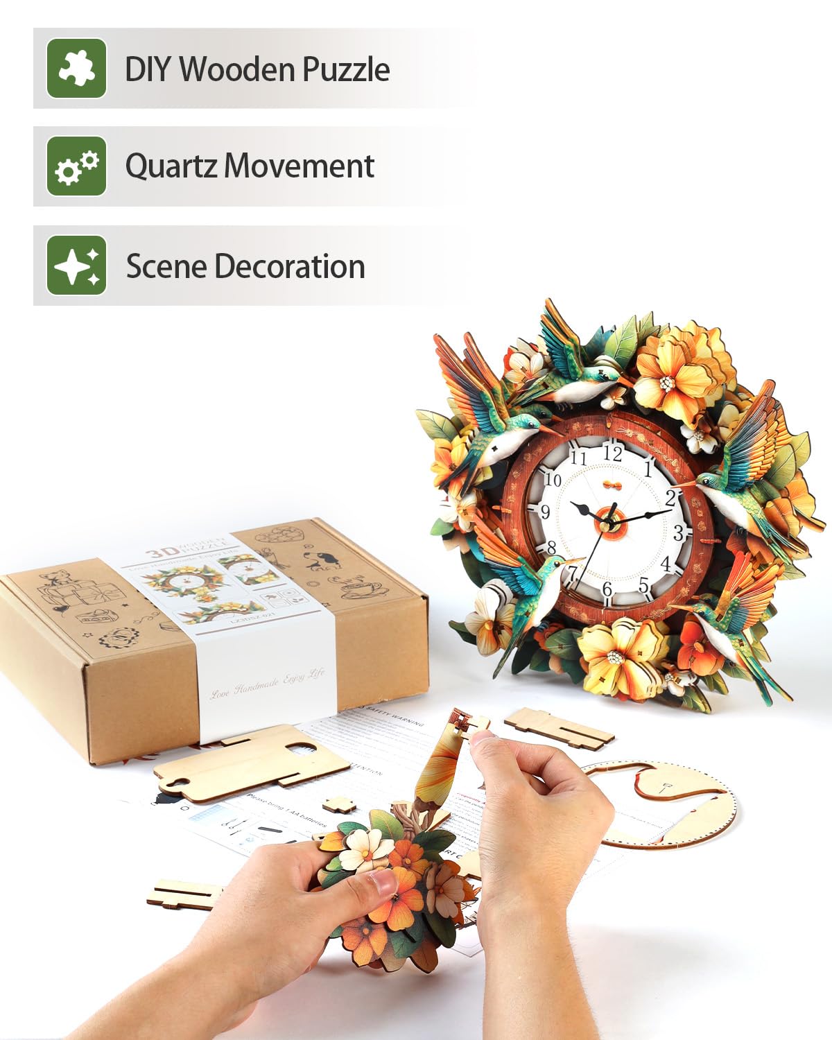 Rnfinewow interlocking puzzle no-glue construction offers easy, clean assembly.