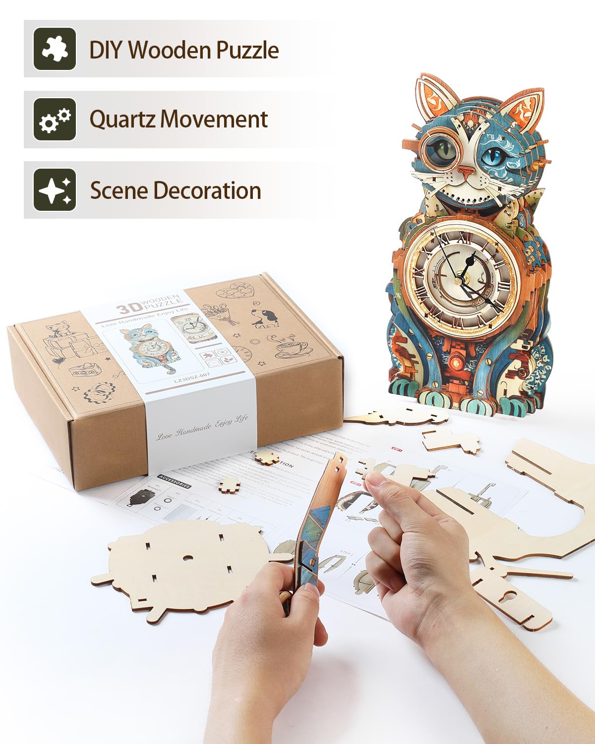Rnfinewow Puzzle clock components and packaging for quick setup