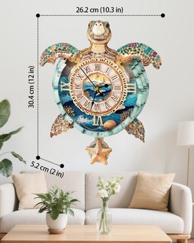 Rnfinewow Sea Turtle Clock Puzzle pendulum adds motion and charm