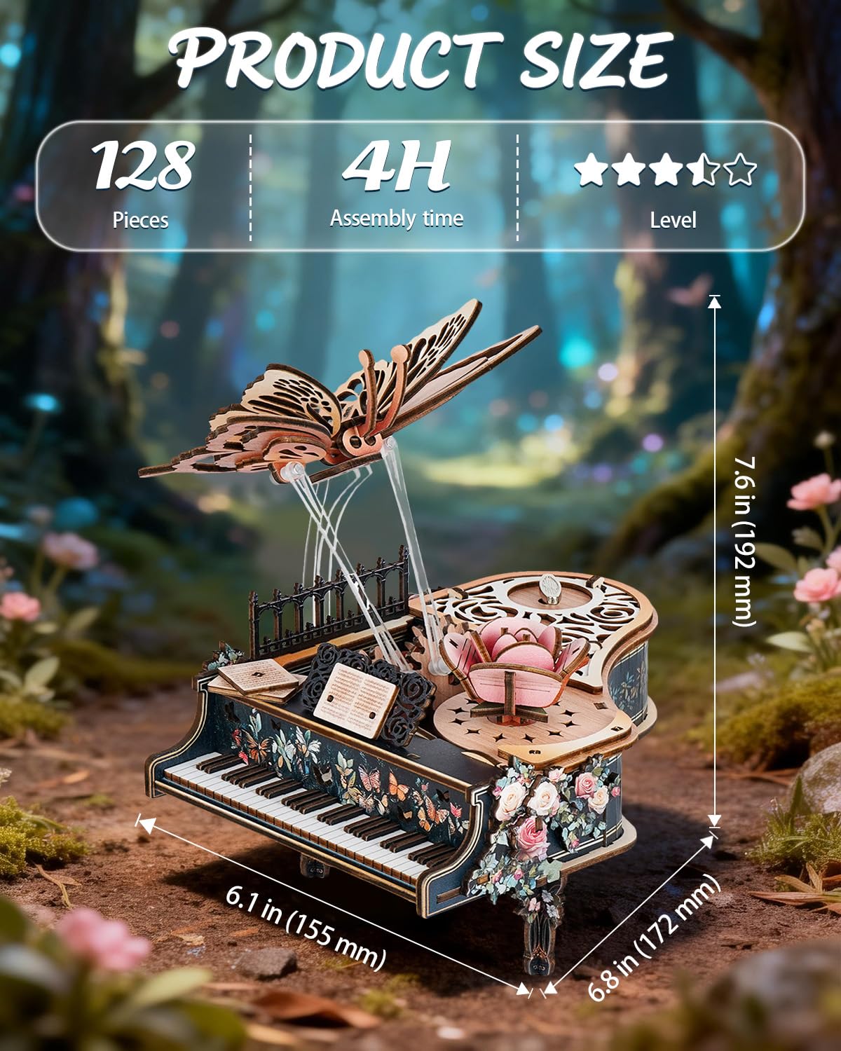 Rnfinewow self‑playing piano gear mechanism with transparent chassis