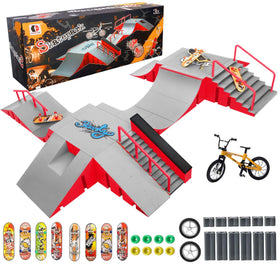 RNGODO 14-in-1 finger skatepark kit with varied ramps for creative tricks.