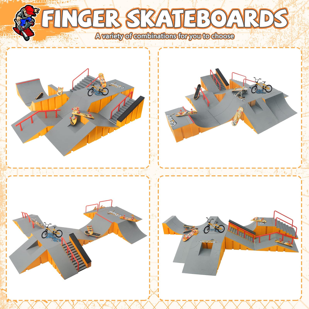 RNGODO ramp-stair-landing showing modular steps for dynamic finger skating.